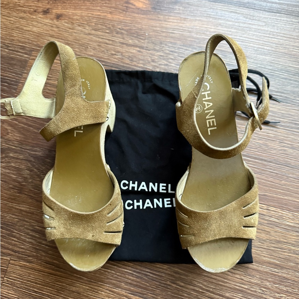 Chanel Tan Suede Sandals